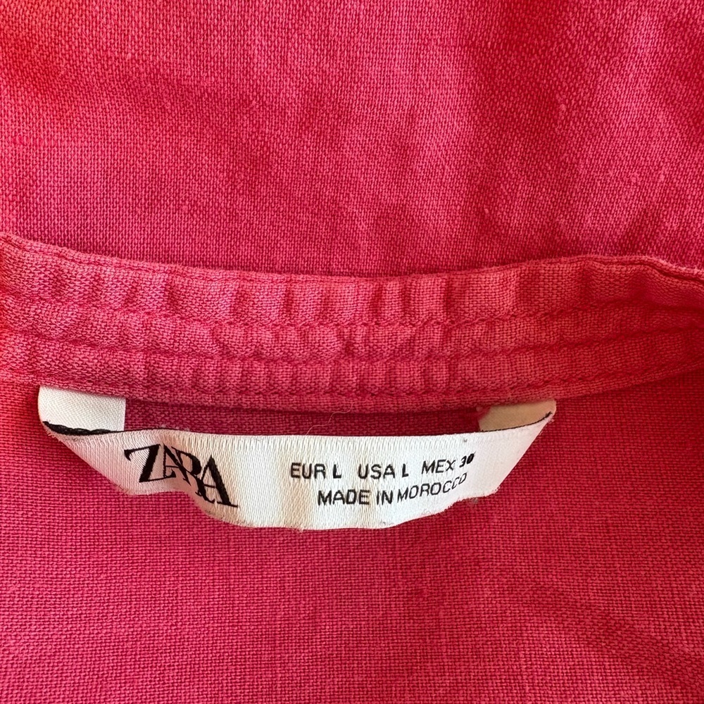 EUC Zara Linen-look Mini Dress Size L - Picture 4 of 4